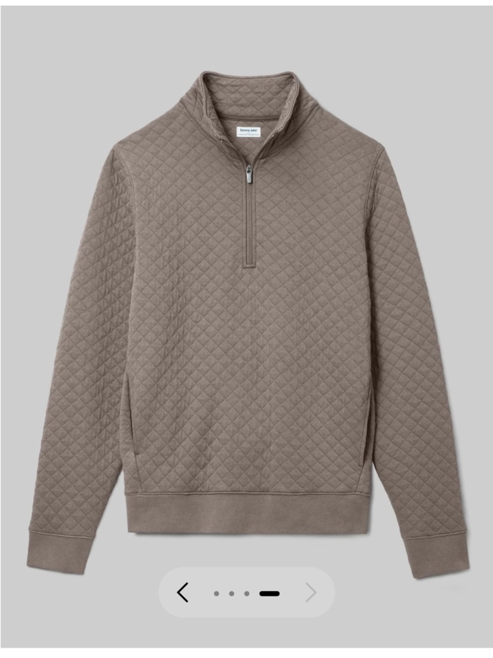 Tommy John Men's Quilted Quarter Zip Pullover - Size Large